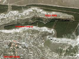 Супутникова мапа району Чуфут-Кале.   Збільшити...  (фото 2007р.)